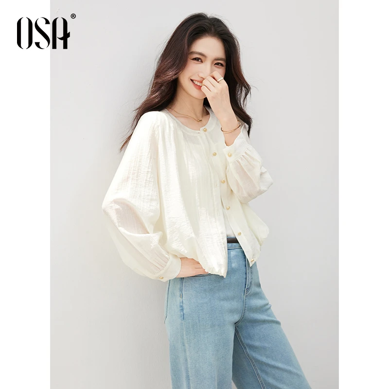 【轻盈如羽】OSA/欧莎外套女轻薄肌理感宽松显瘦空调衫S125C25002