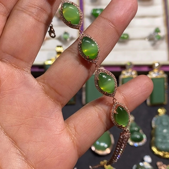 和田玉（碧玉）银S925镶嵌颈饰