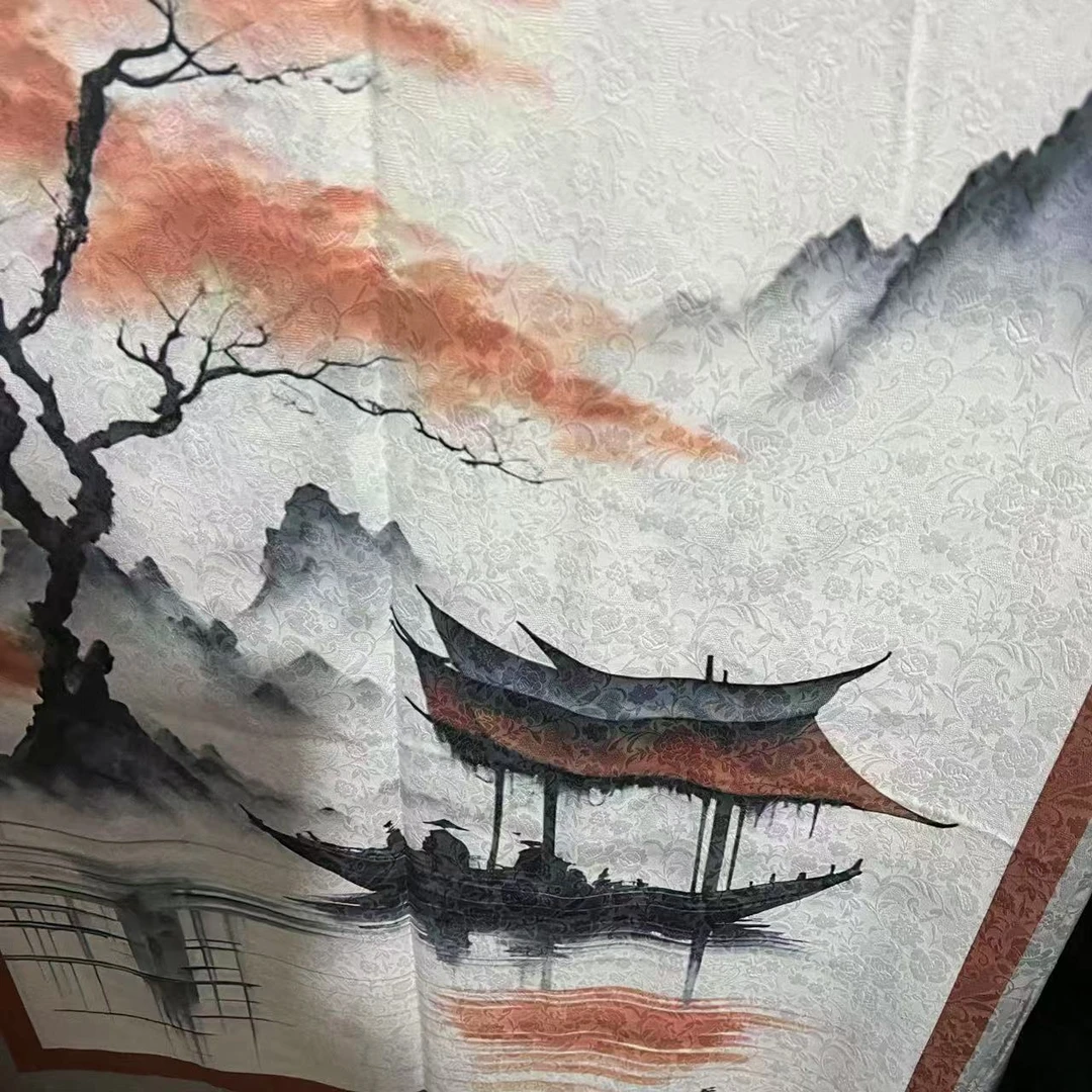 【远山黛】冠乐绉180*70气质女士复古双面丝巾古风丝巾披肩