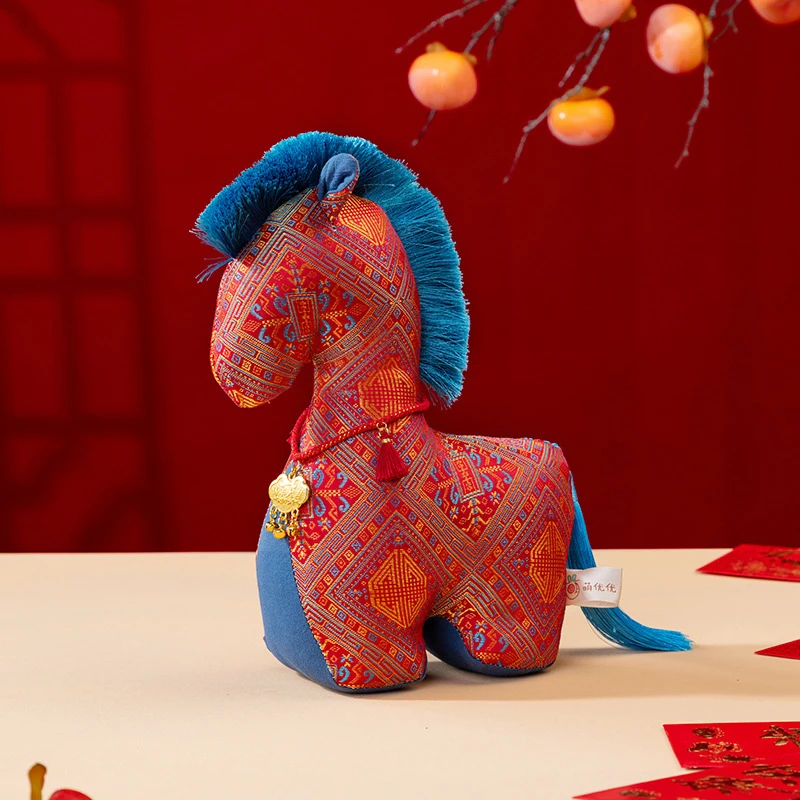 马年吉祥物十二生肖毛绒富贵布艺马国潮公仔玩偶新年居家摆件礼物