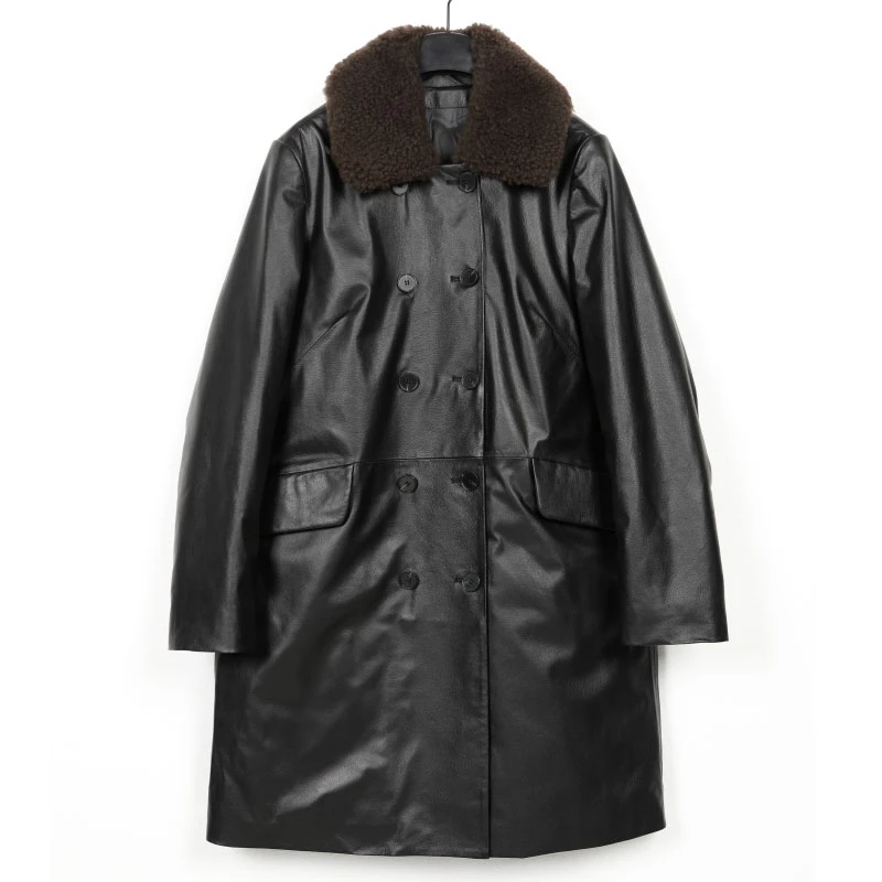 海宁2024冬季新款加绒女士真皮皮衣头层牛皮鹅绒内胆外套女洋气