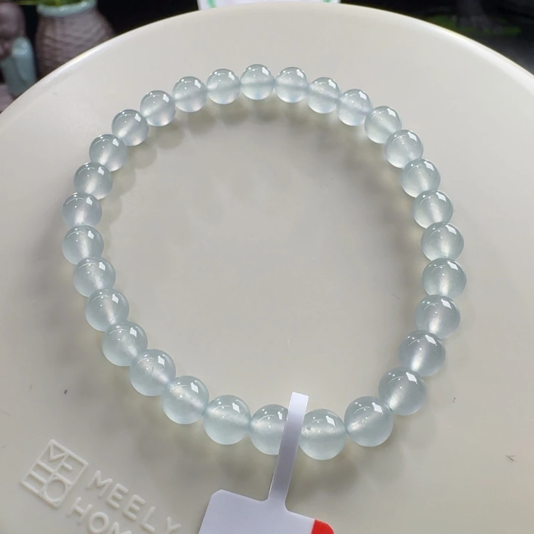 翡翠未镶嵌手链蓝钢单圈6mm