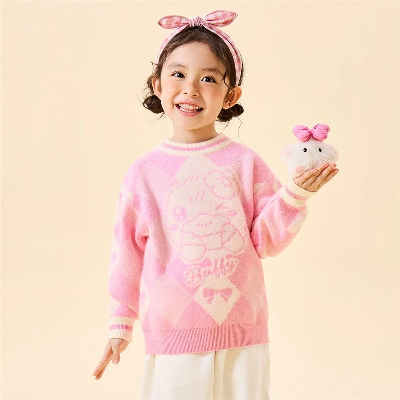小黄鸭童装女童毛衣宝宝女童秋冬新款2025洋气加厚儿童针织衫卫衣