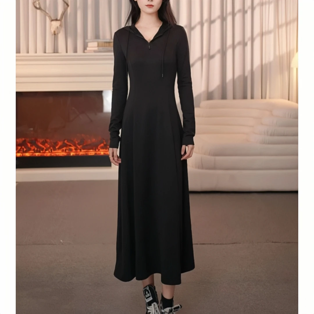 阿玛施【官方正品】春夏新款潮牌个性简约百搭连帽连衣裙5500526