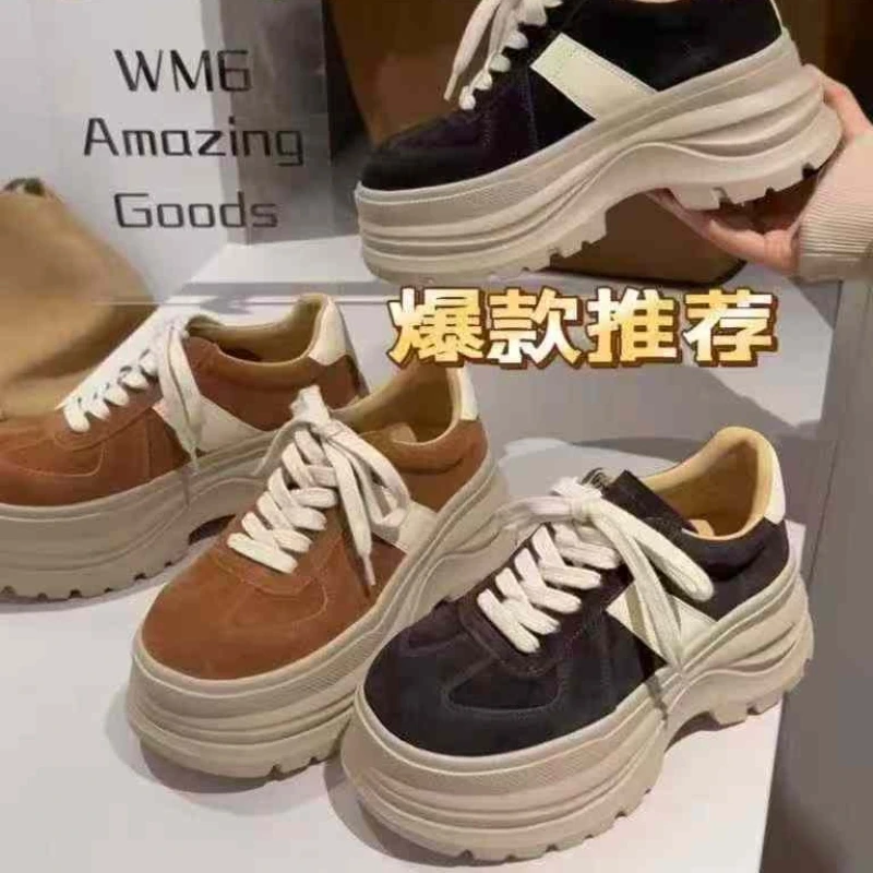 女鞋增高系带秋季常规款时尚休闲鞋单鞋休闲风松糕底