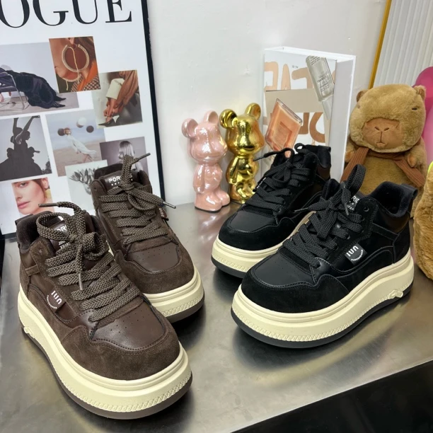 56890纯色大棉厚底高帮休闲女士休闲鞋冬季大棉