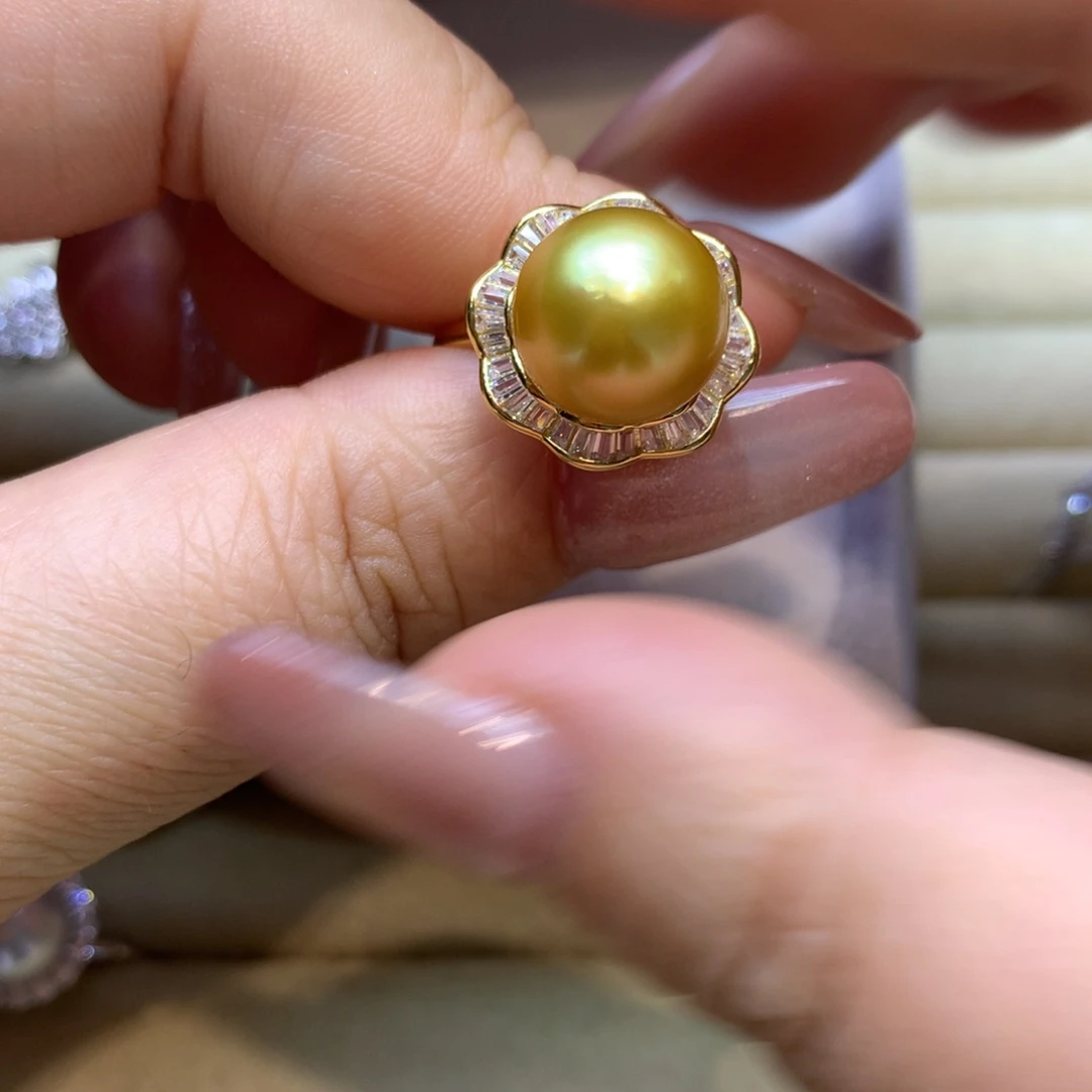 银S925镶嵌戒指海水珍珠