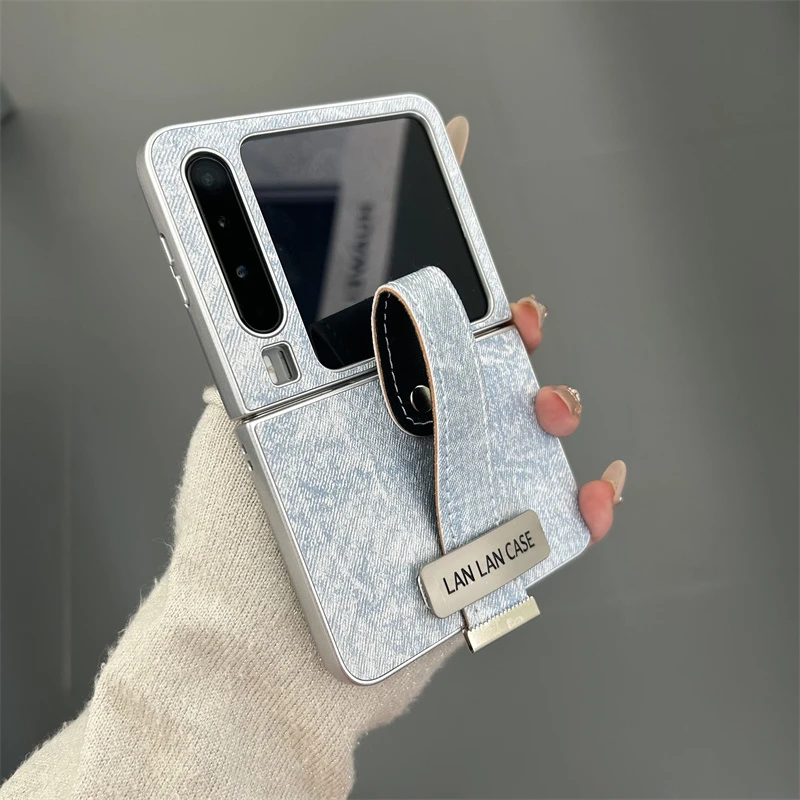 牛仔布标签腕带适用华为purax手机壳折叠屏小米mixflip女pocket2