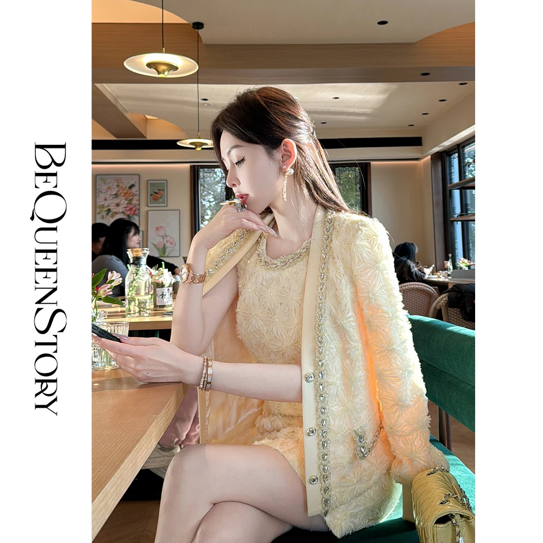 余潇潇【琥珀宫廷】2025立体花朵宫廷风V领外套&连衣裙