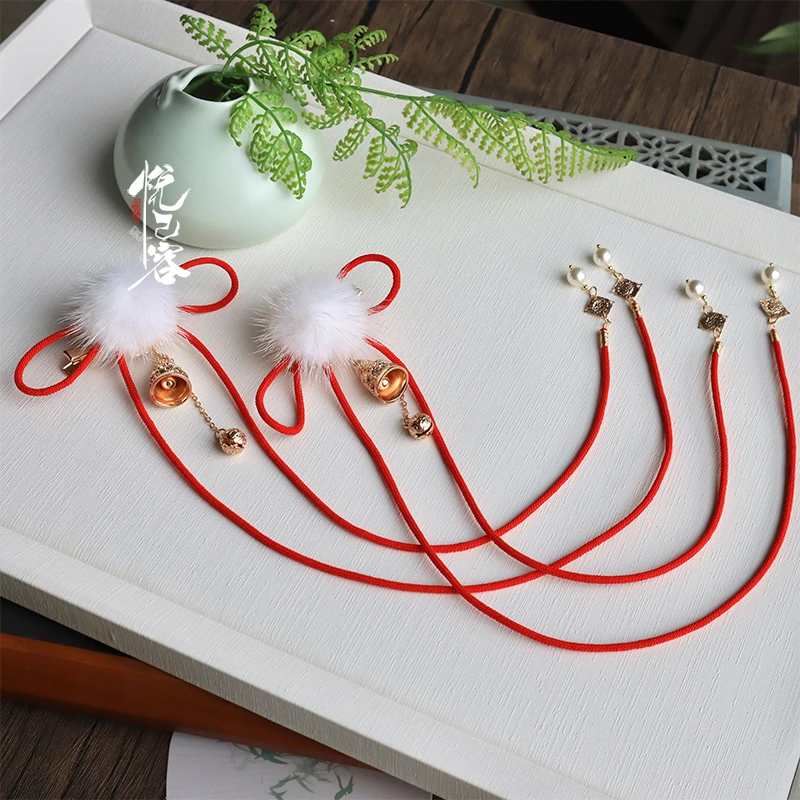 悦己容[红丹阳]复古风长流苏发夹汉服百搭毛球头饰国风红发饰