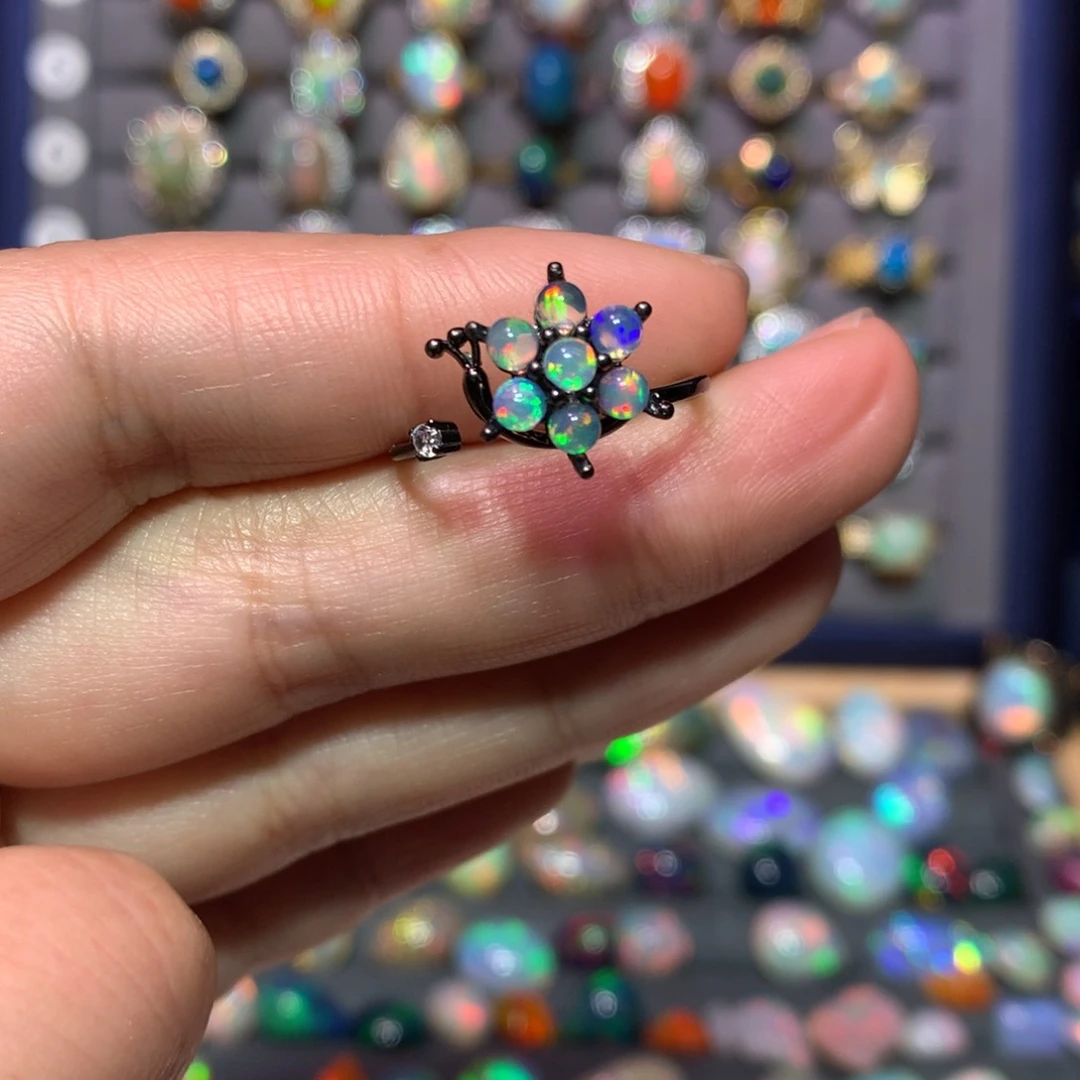 欧泊戒指款式银S925镶嵌