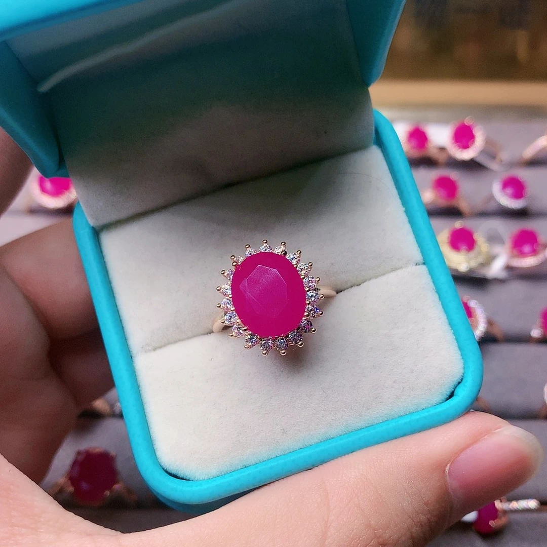 红宝石戒指银S925镶嵌