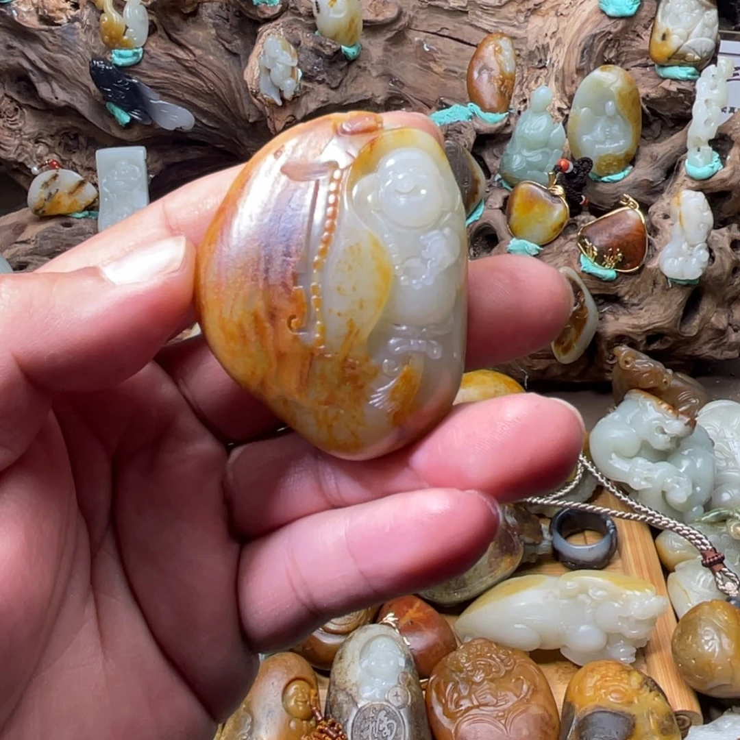 天***雪和田玉未镶嵌把件和田玉独籽手把件