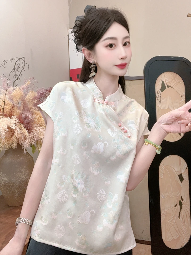 【茉莉】2025夏季新款无袖百搭显瘦新中式短袖女日常时尚