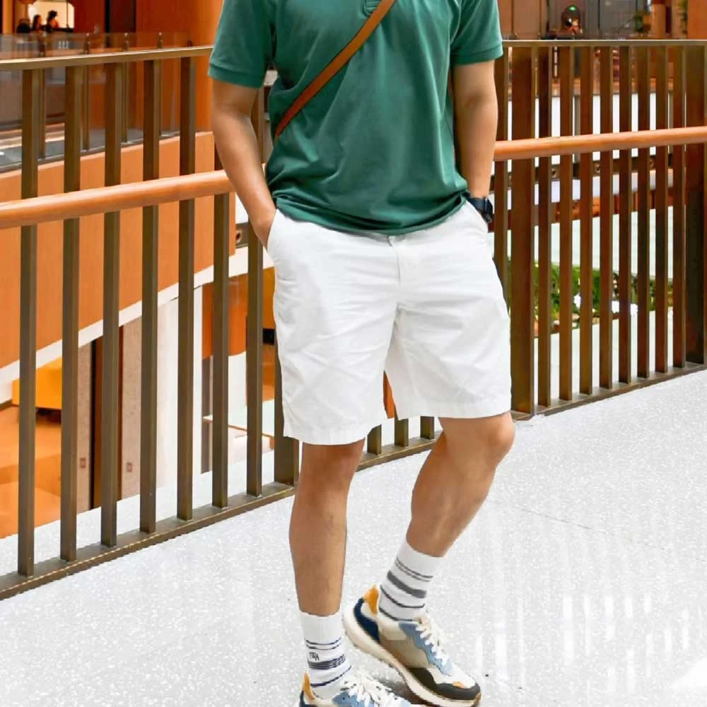 U剪标日单原单夏季纯色直筒水洗棉男士夏季百搭吸汗休闲短裤