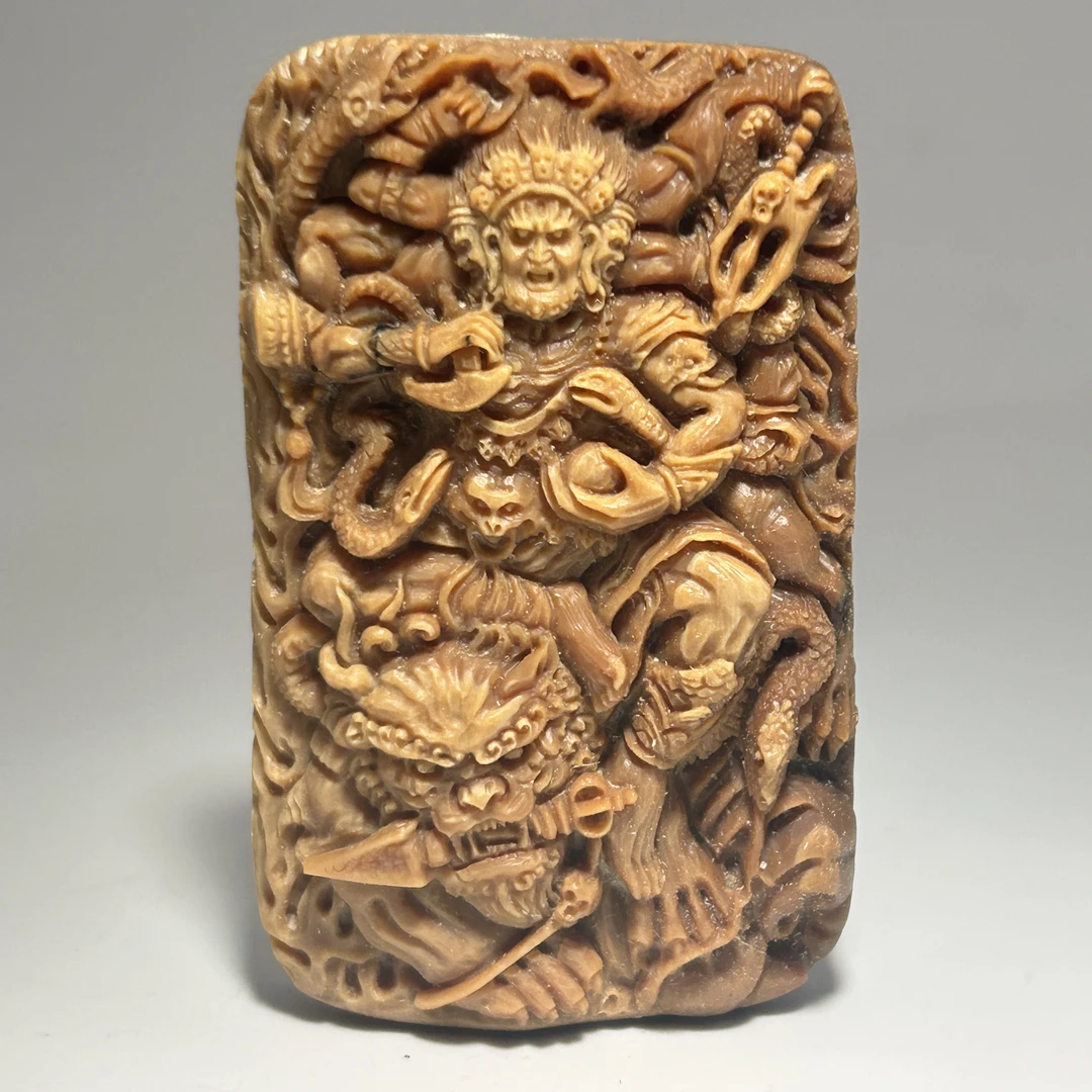 猛犸牙雕冰咖大黑天吊坠65*39*13mm假一罚四X1428