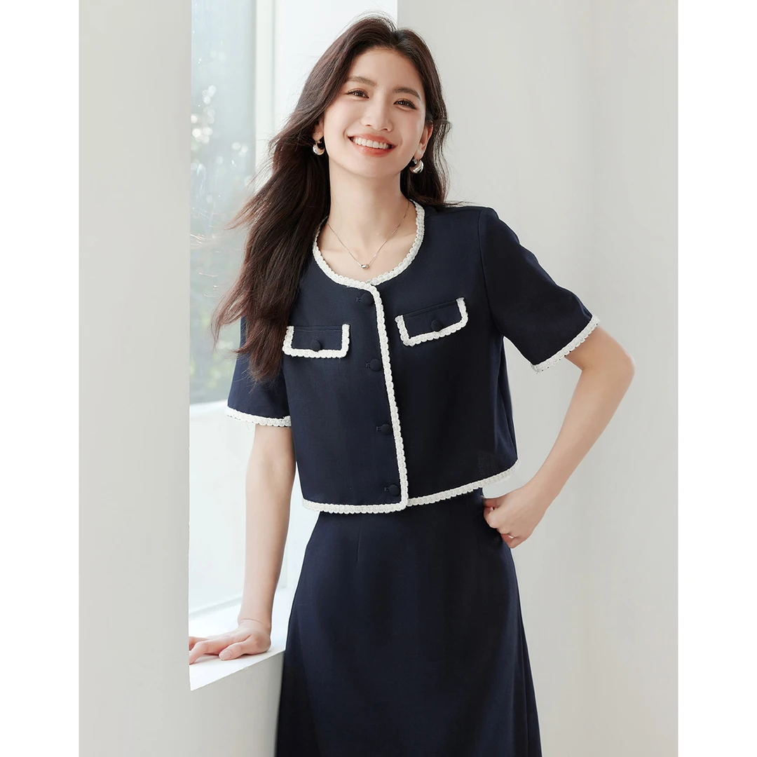 【备用链接】朗文斯汀法式撞色小香风短外套DTYW4204A07157