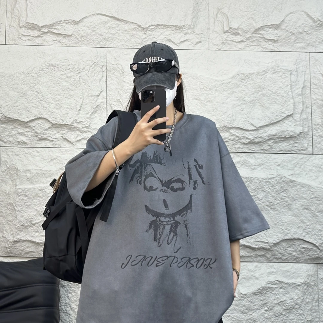 JAVE PASOK哪吒动漫卡通雕花t恤男女同款百搭休闲款式情侣短袖