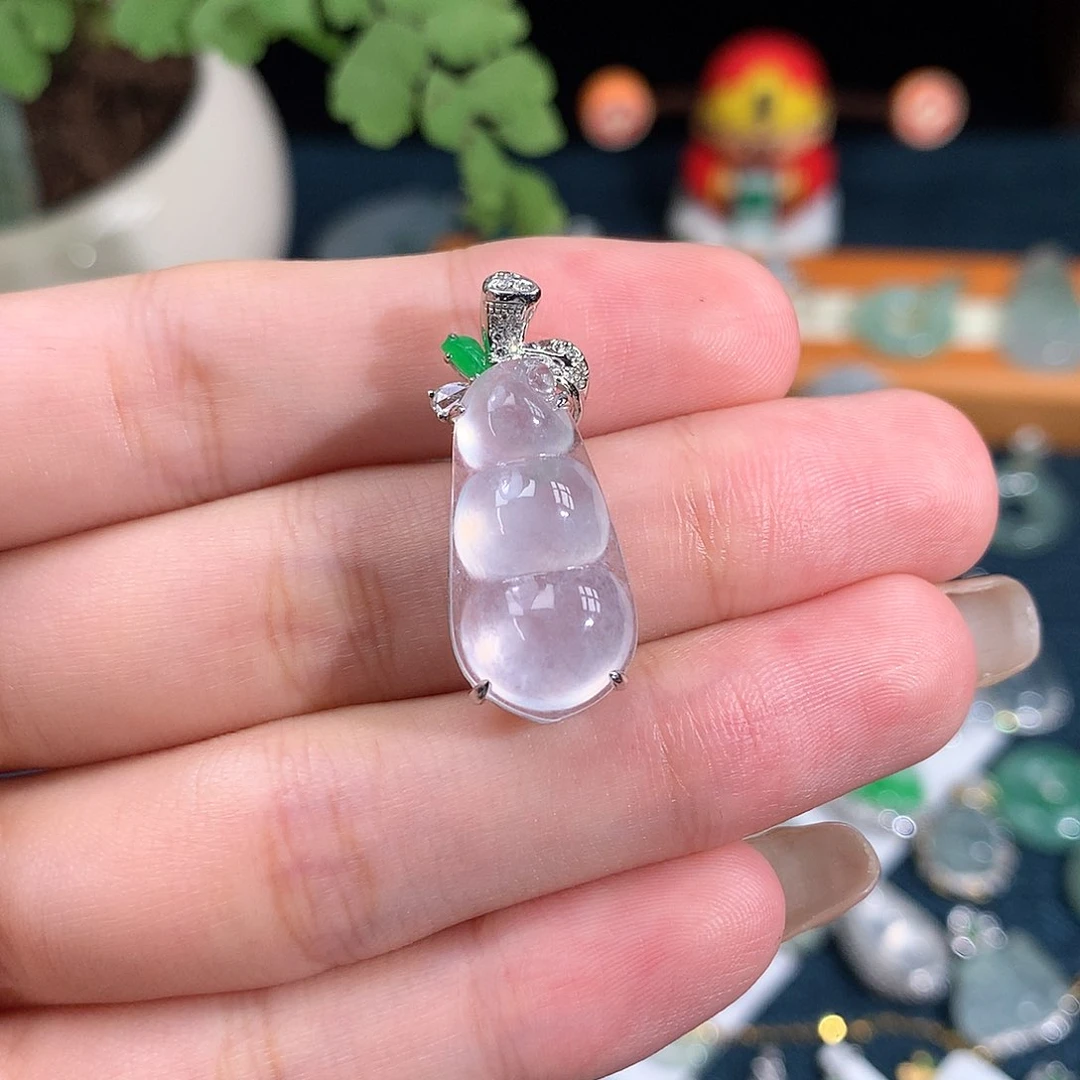 吊坠(不含链)18K金镶嵌翡翠