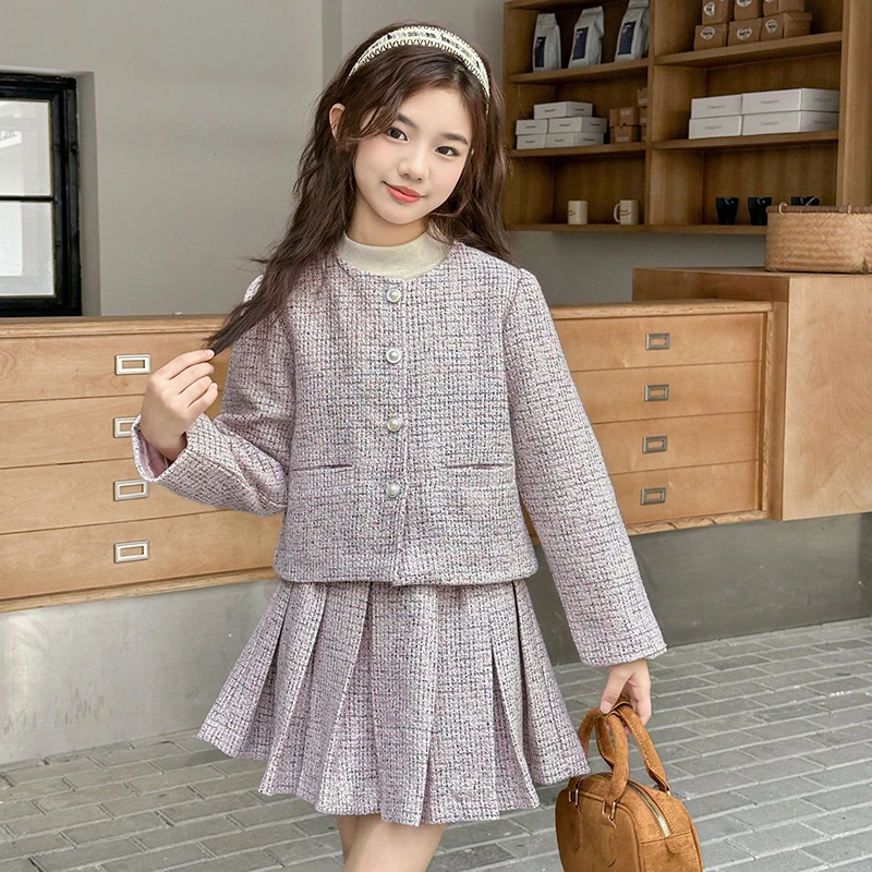 女童韩系甜美小香风套装5-14岁小女孩公主洋气半身裙时尚潮流