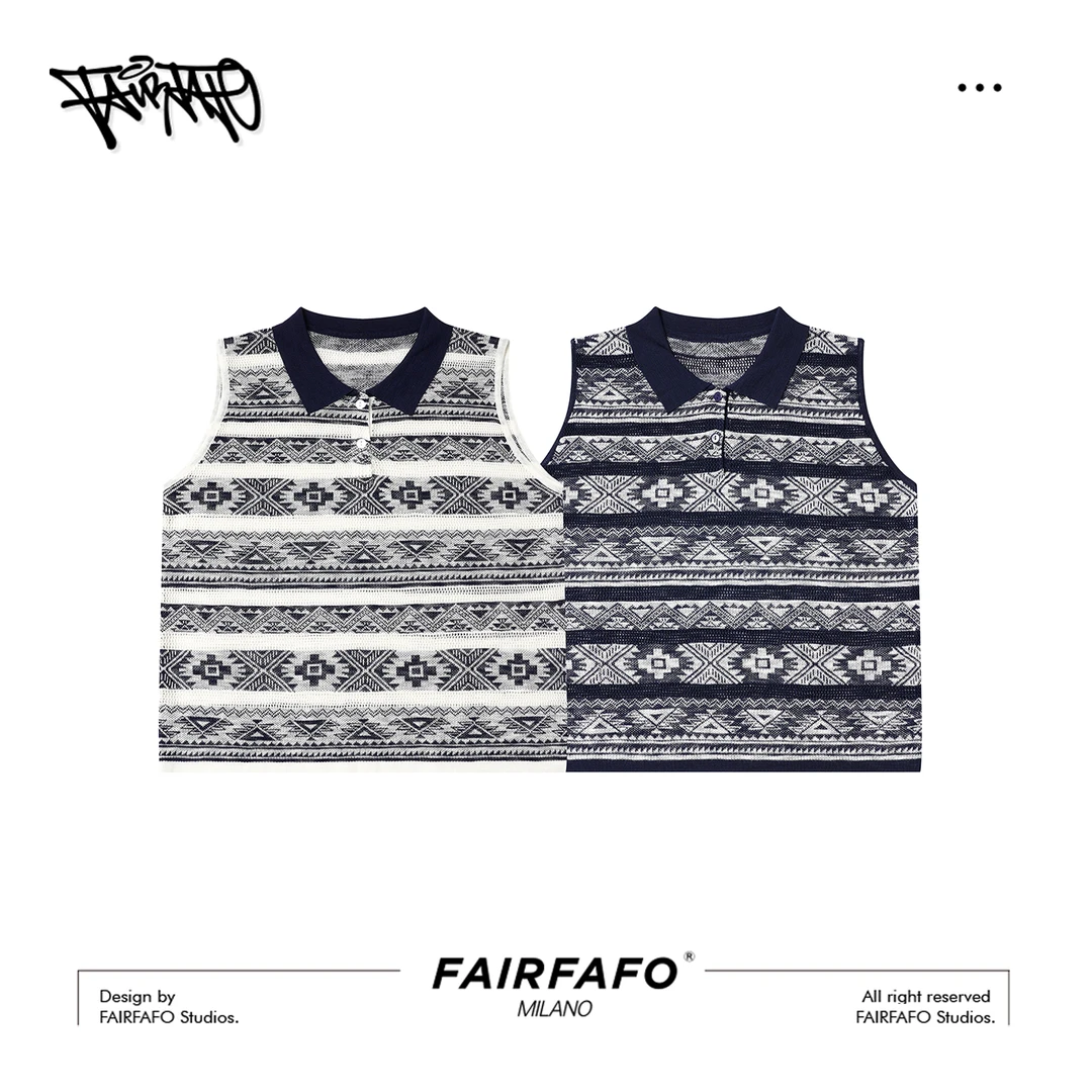 【Polo领无袖提花针织背心】BXBL57091