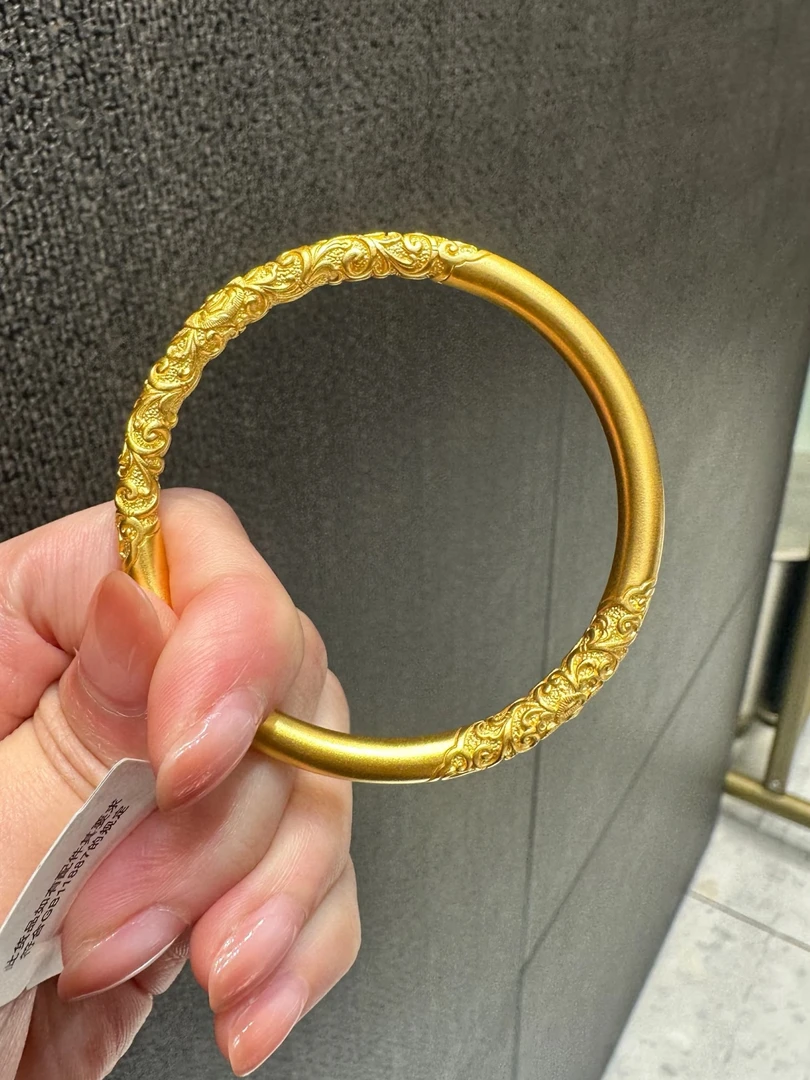 黄铜手镯 【芊金家】古法实心卷草纹手镯