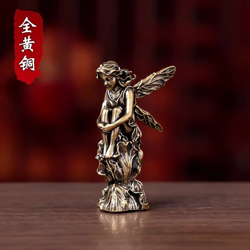 创意黄铜复古丘比特爱神守护天使小摆件雕像摆件桌面家居装饰饰品