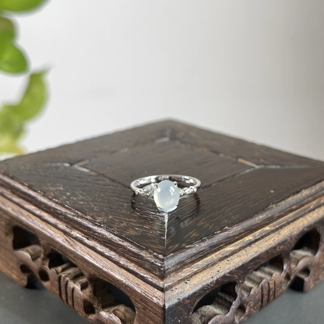 JTB02-195  天然缅甸A货翡翠  18K含钻镶嵌戒指14#