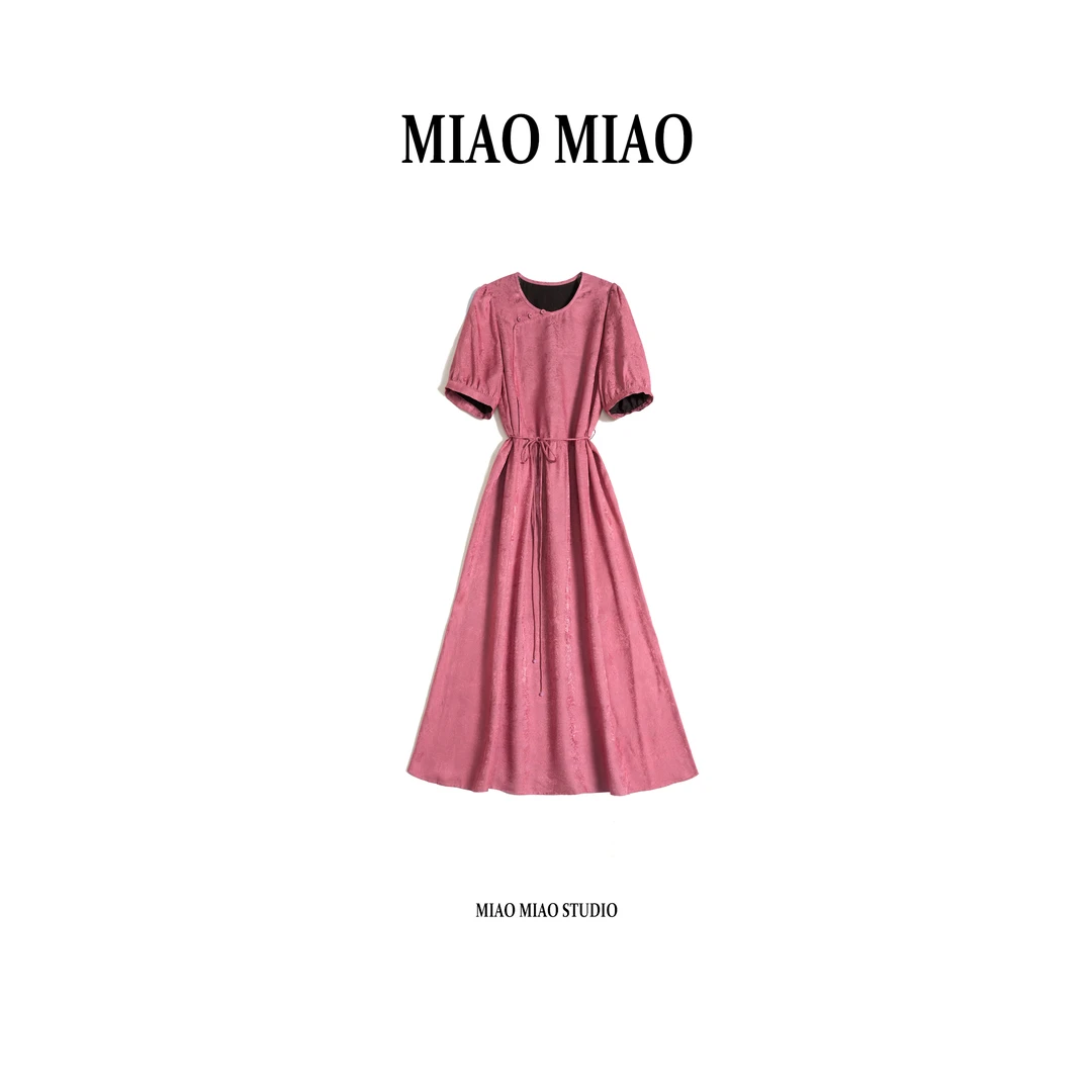 【岚禾】淼淼家HJ5611夏季时尚国风气质新中式花萝香云纱连衣裙