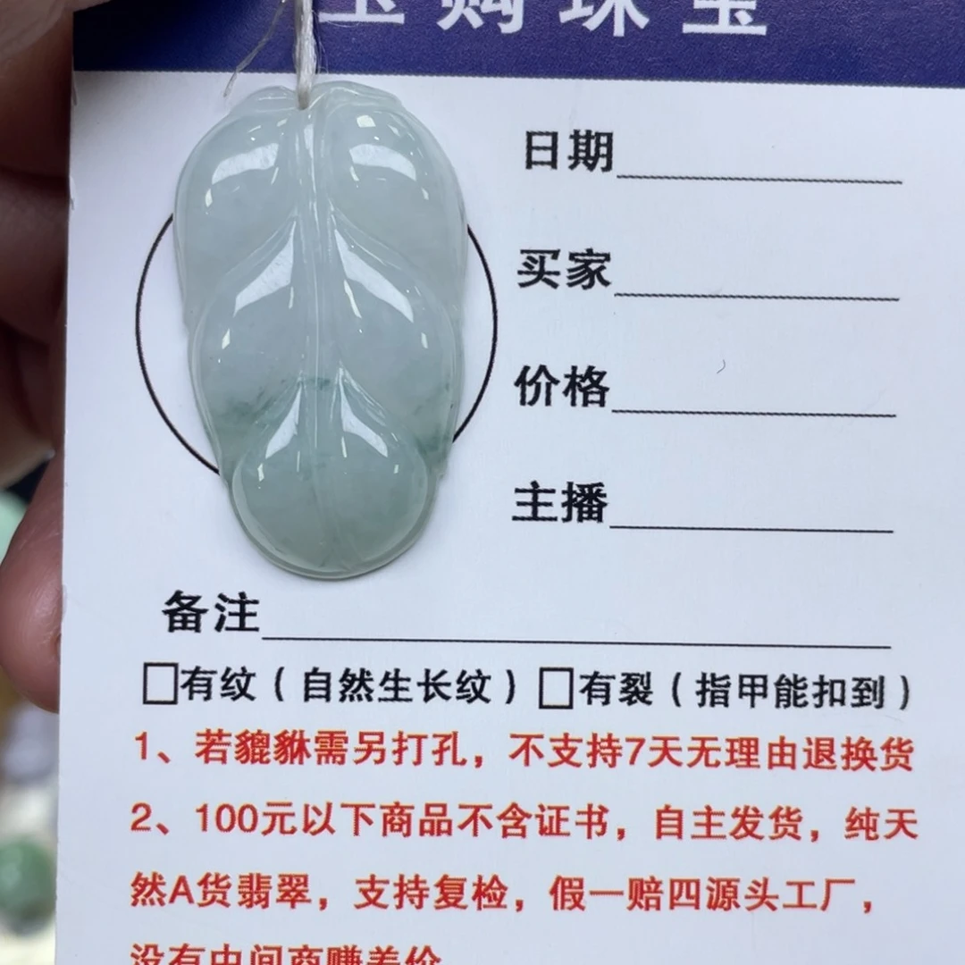 颈饰未镶嵌翡翠叶子