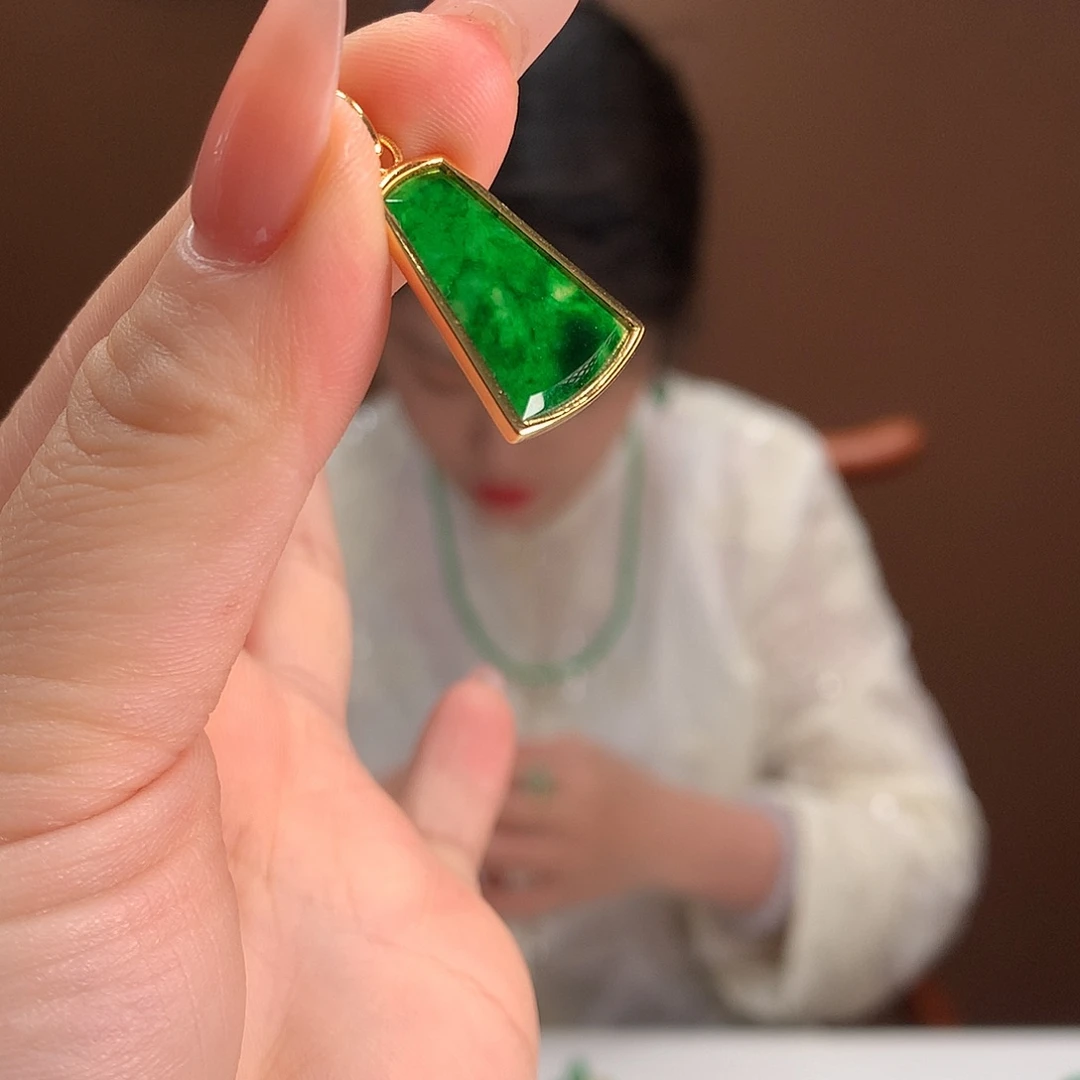 银S925镶嵌翡翠耳饰吊坠