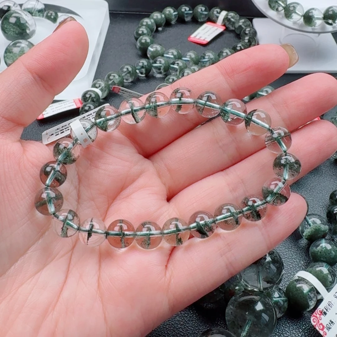 懒***变未镶嵌手链水晶绿幽灵千层