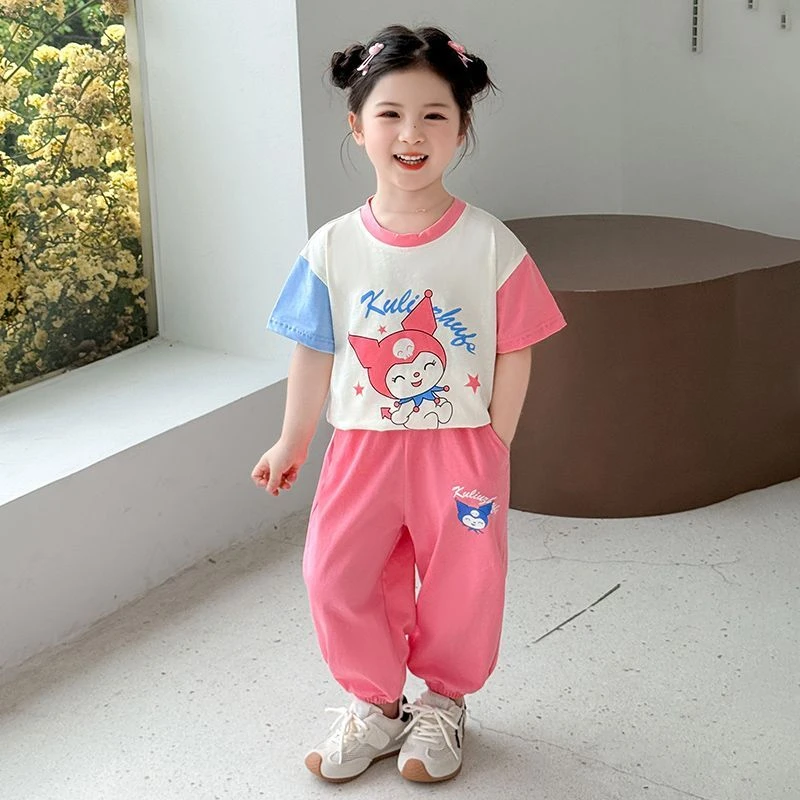 女童夏装套装2025新款洋气儿童库洛米短袖女宝宝夏日超好看两件套