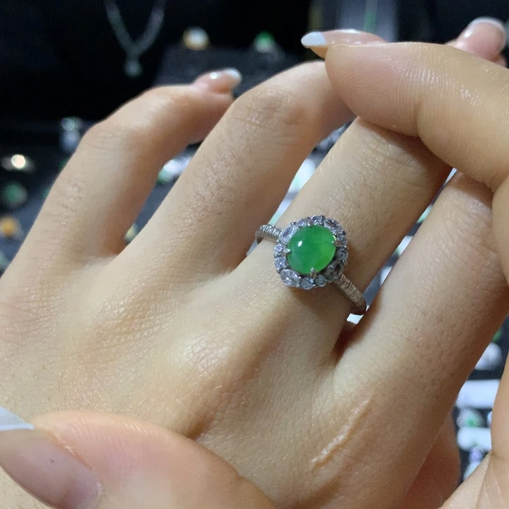 翡翠银S925镶嵌戒指