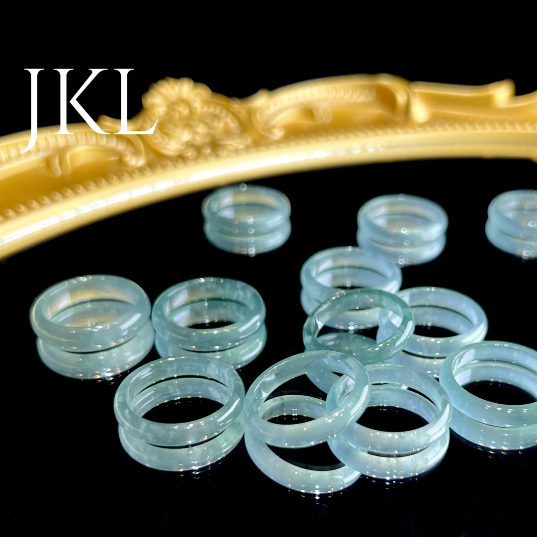 【红旭玉麟】天然翡翠A货蓝水翡翠素圈戒指发一件 多样性发一件