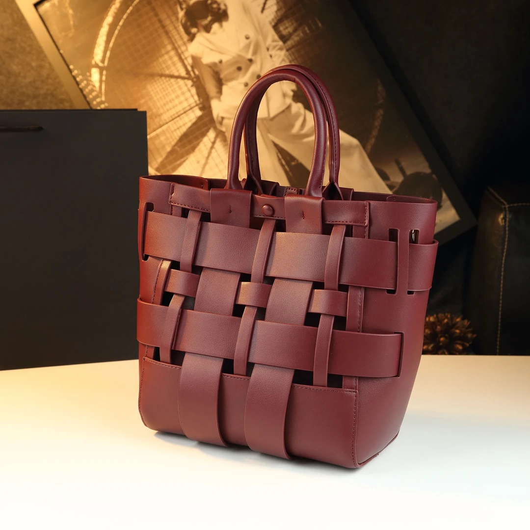 2025新款编织包女时尚百搭子母包复古手提包大容量牛皮大容量女包