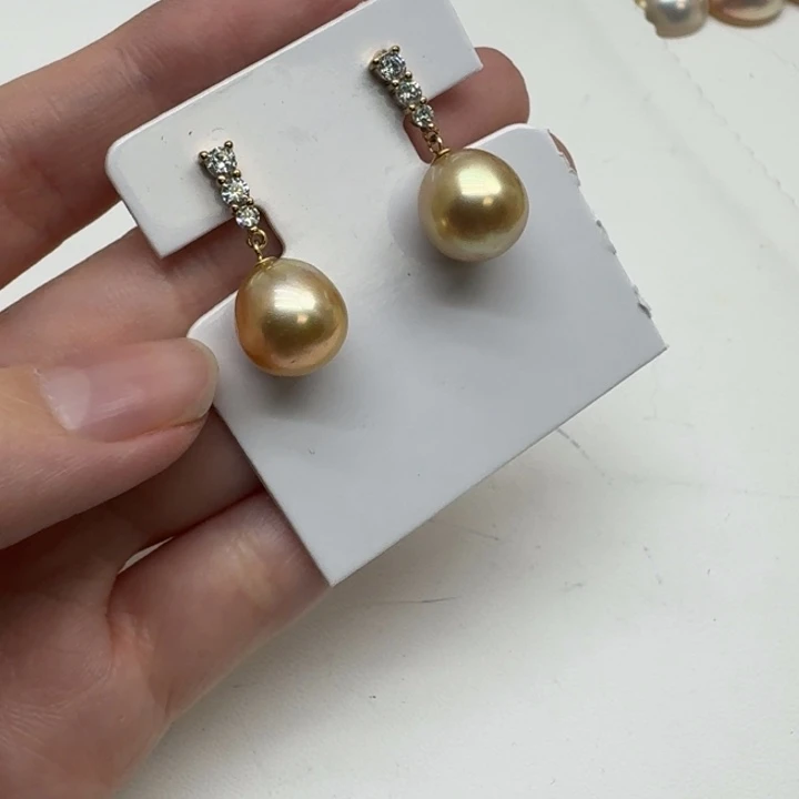 银S925镶嵌耳饰海水珍珠