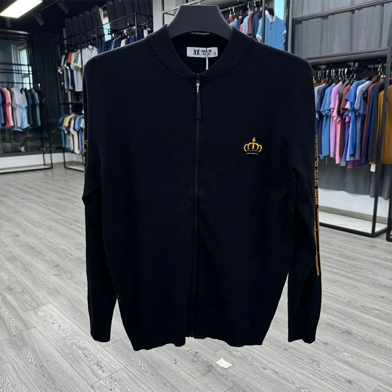 撤柜尾单秋冬男装外套男开衫休闲刺绣潮流绣立领针织外穿 MC798