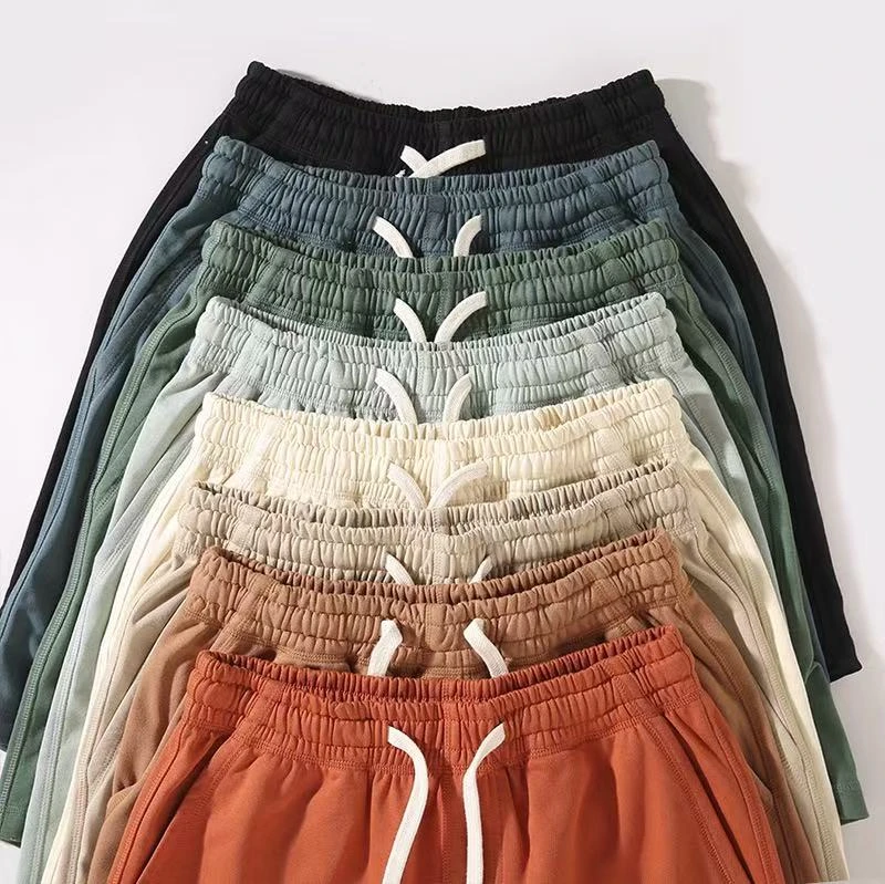 350g重磅新疆棉短款卫裤 抽绳宽松休闲短裤 纯色