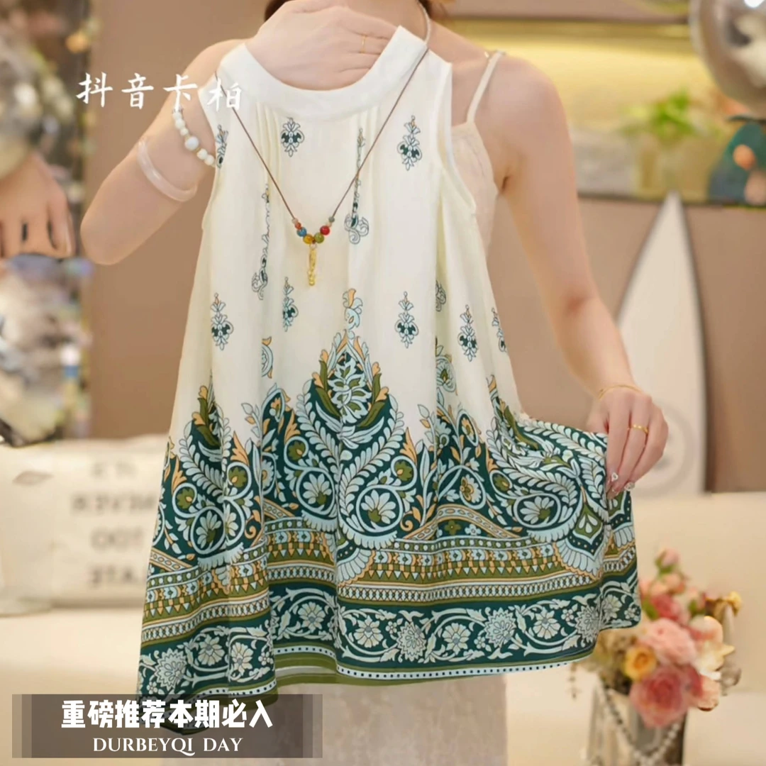 DURBEYQI/朵贝奇女童装2025夏季新款吊带欧式花纹连衣裙5455