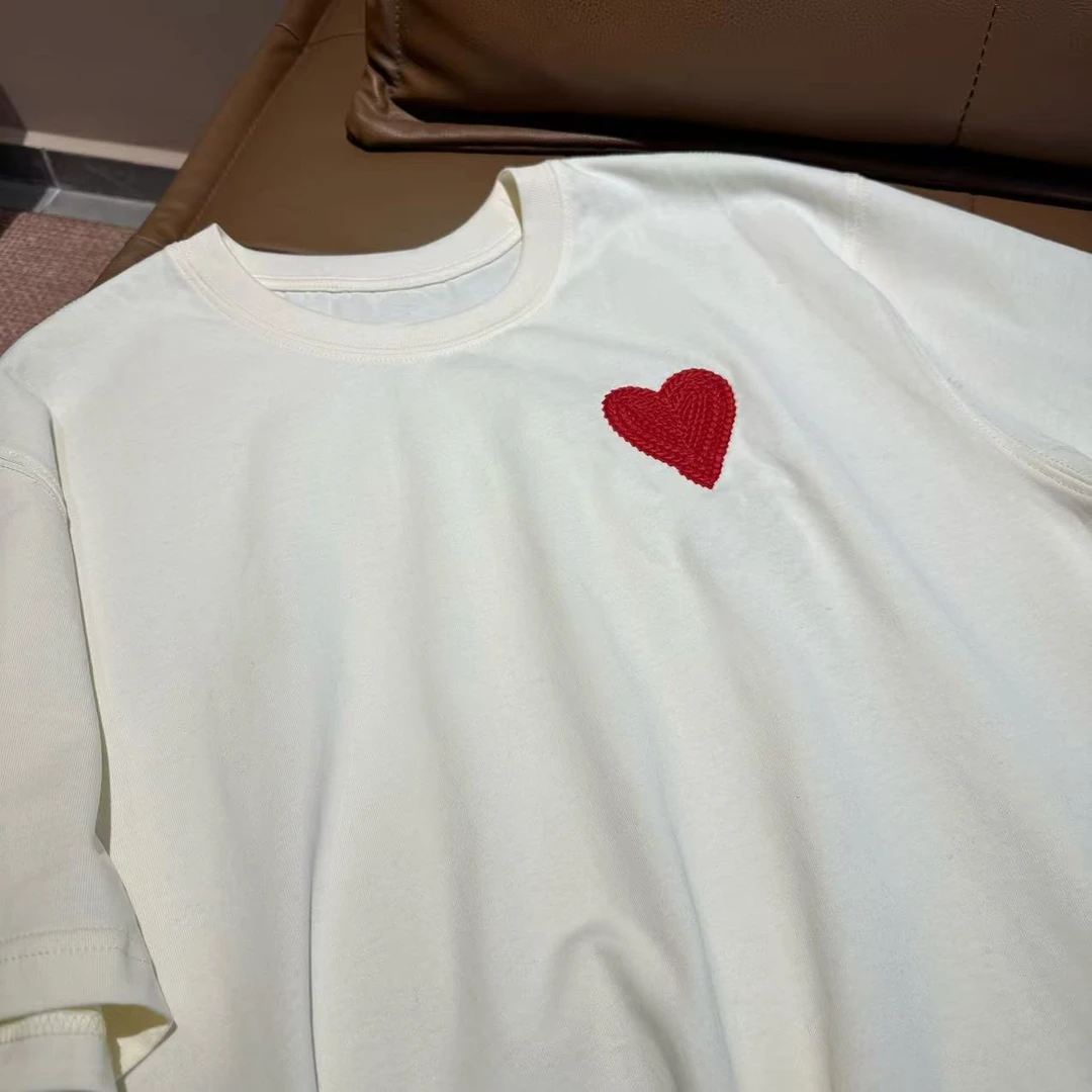 Millonthe【编织大爱心】25s春夏红色大爱心短袖290g男女同款FANFAN