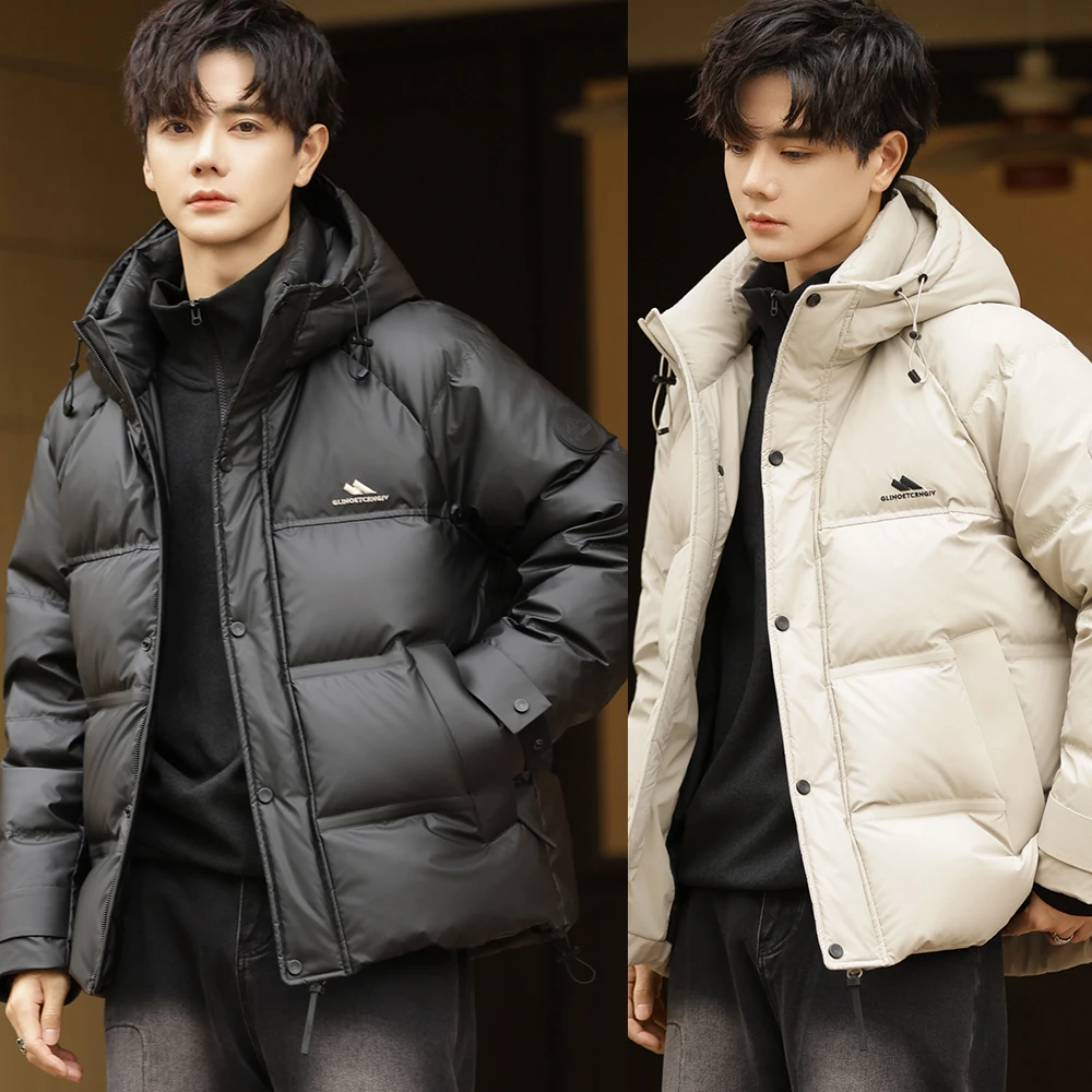 【新年贺岁款】高充绒羽绒服男冬季大朵90白鸭绒连帽羽绒服外套W599