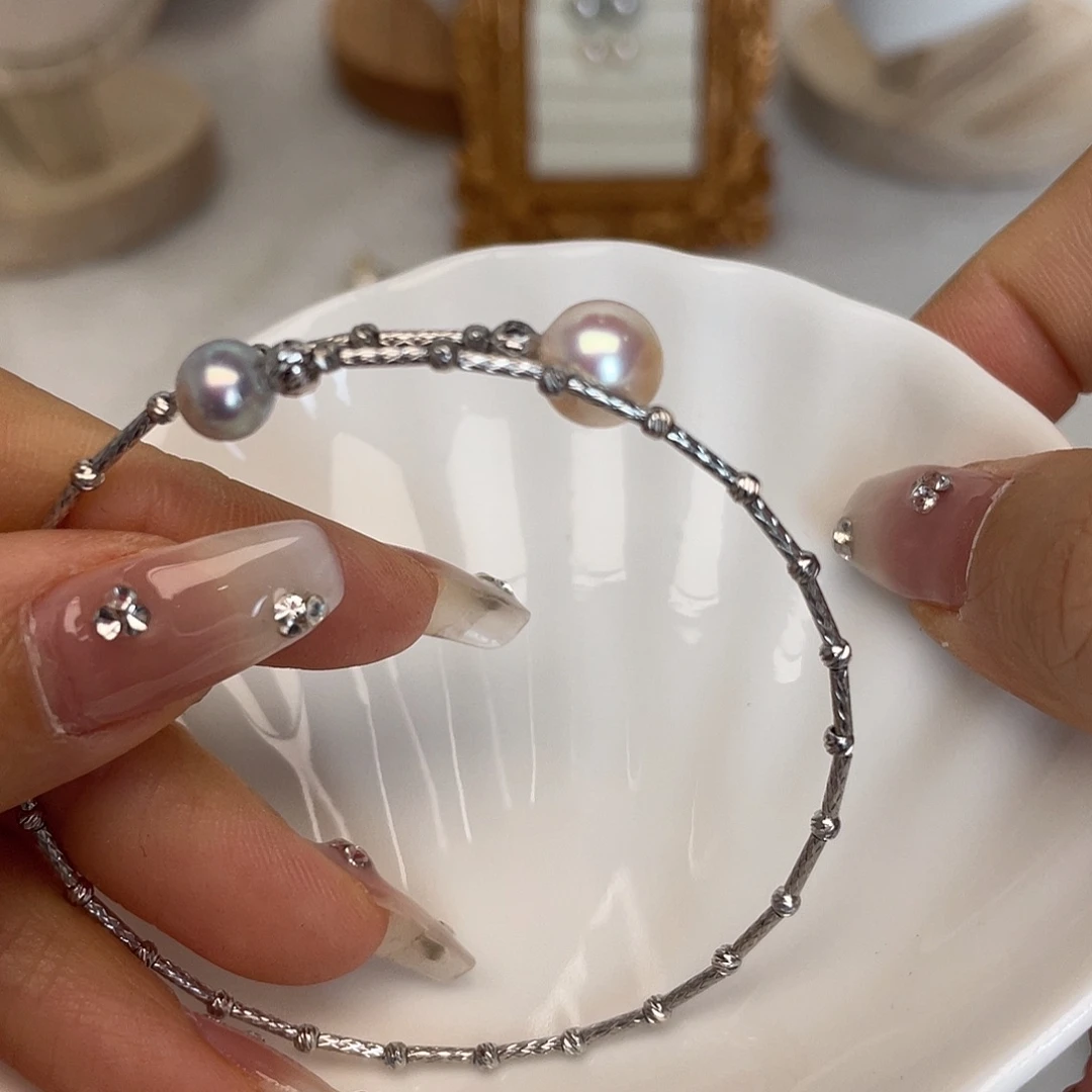 手绳银S925镶嵌海水珍珠