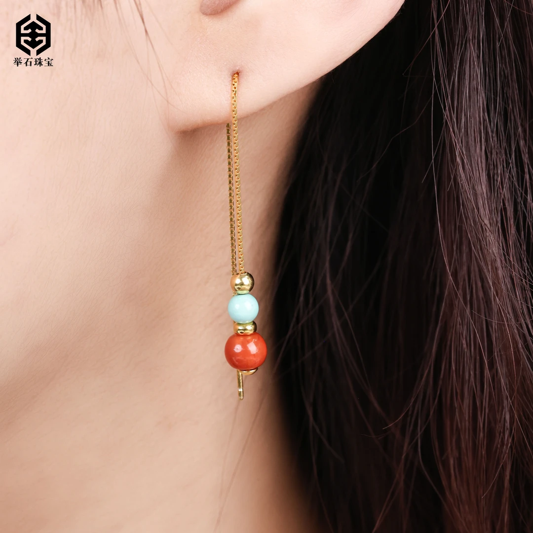 【春日珠宝】H0508-S3793-0965南红玛瑙耳饰（一对/多样性发/约5mm）N