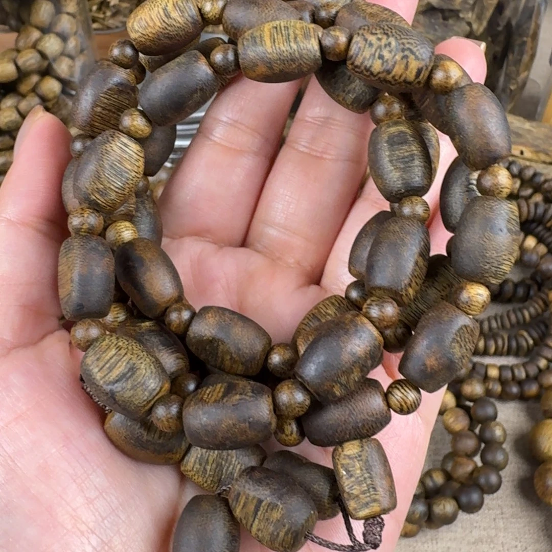 沉香沉香碎屑奇楠绿奇天珠留疤珠多圈37g加