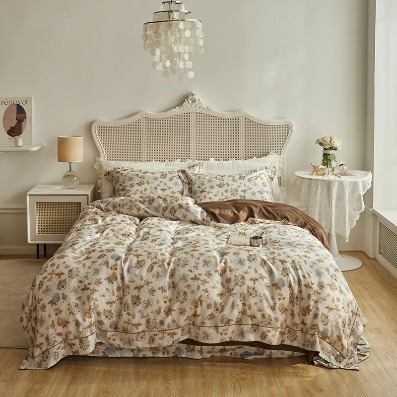 阿卡柔印花花海加边绣线款四件套礼盒套装