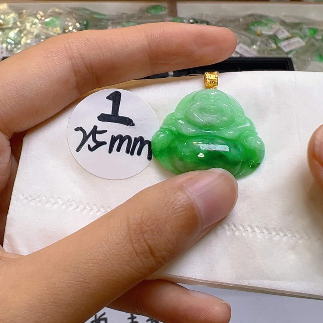 吊坠(不含链)18K金镶嵌翡翠