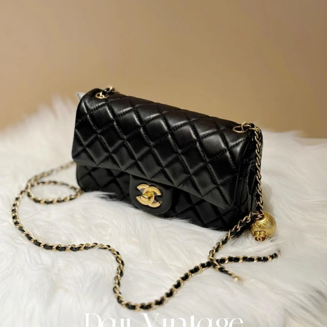 99新 Chanel/香奈儿 大吉中古/Chanel香奈儿黑金金球大mini斜挎包