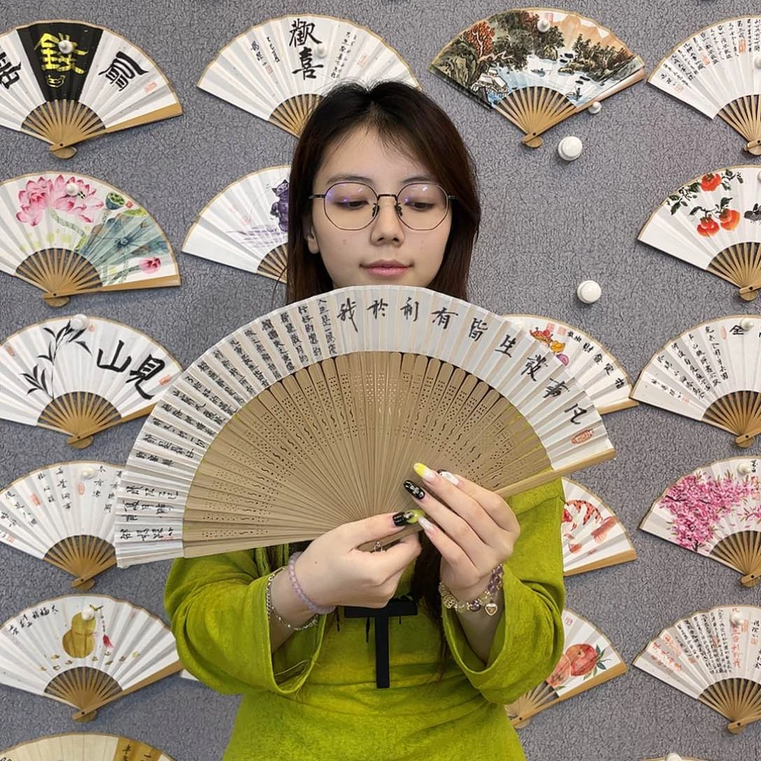 书法7寸-仿乌木福利折扇（默认粘好）