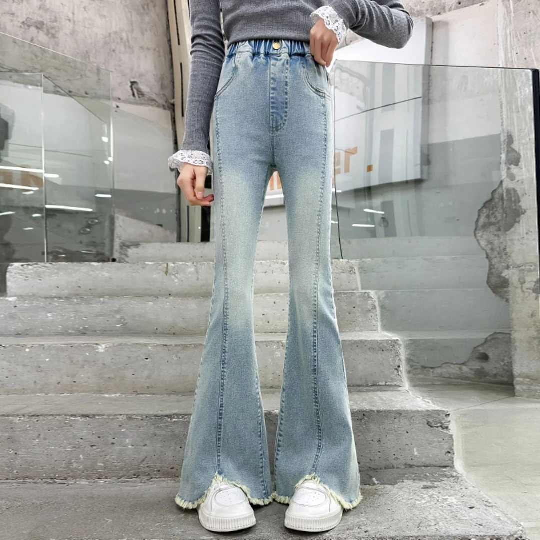 女童裤子秋装2025新款弹力修身牛仔裤春秋百搭大童秋季女童秋装